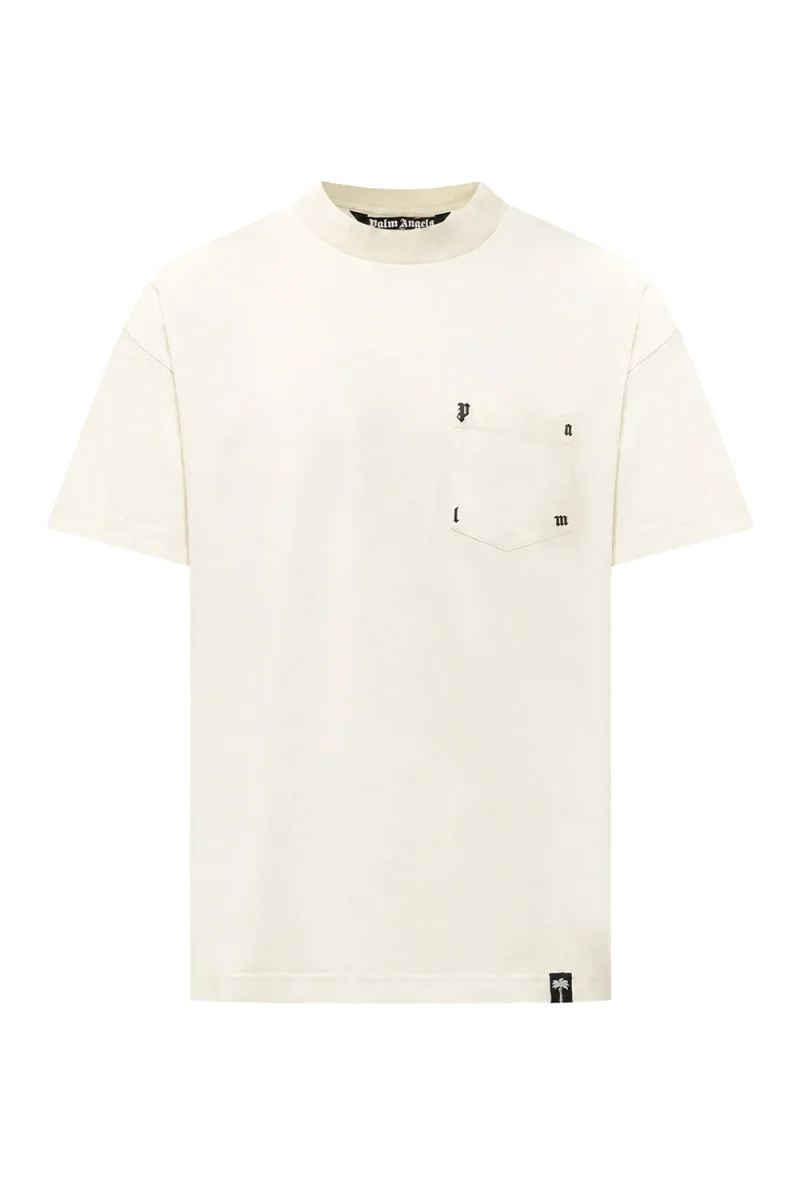 T-Shirt Palm Rib Regular PAMAA008JR001-0305 off white-light grey