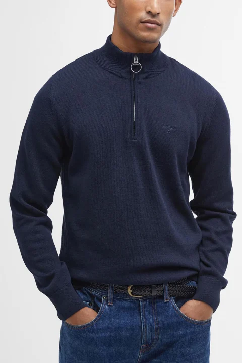 Плетено Cotton Half Zip Knitted Jumper MKN1074 ny91 navy — снимка 2