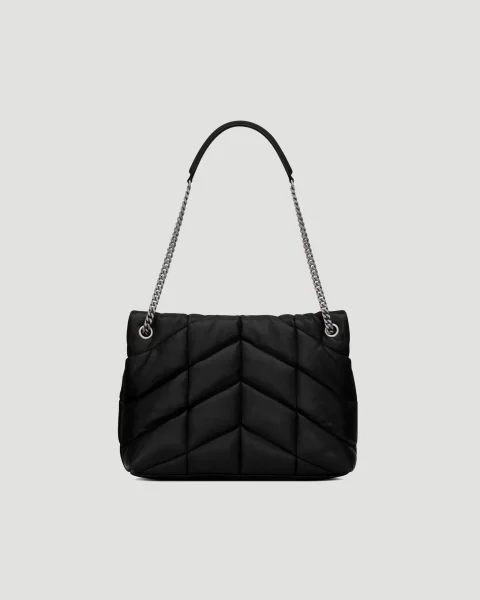 Puffer Medium in Black Lambskin with Silver-Tone Hardware — снимка 3