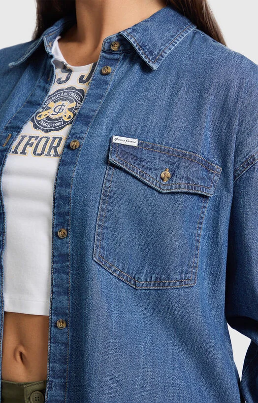 Оувърсайз дънкова риза — снимка 5