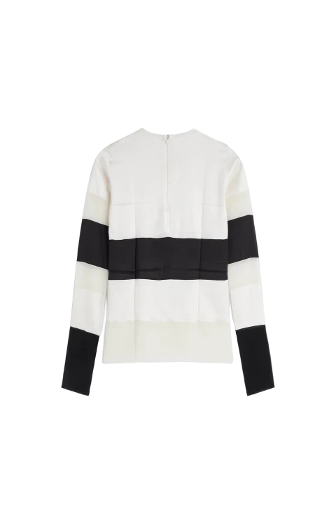Panel Top in Black/White Silk — снимка 2