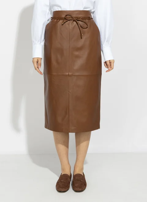 Пола от естествена кожа Max Mara Mxmfantino — снимка 6