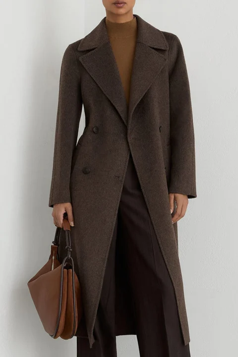 Палто Rene Long Db Blindseam 65109716 mocha brown — снимка 2