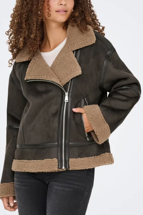 Яке Onlkendra Bond Oversizjacket 15348991 19-1109 TCX chocolate torte — снимка 2