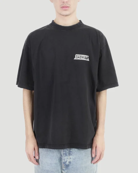 Men's Masking Tape T-Shirt in Black — снимка 2