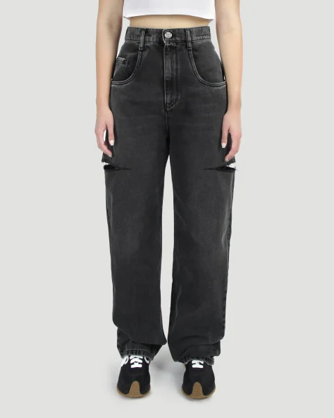 Cut-Out Jeans in Black — снимка 2