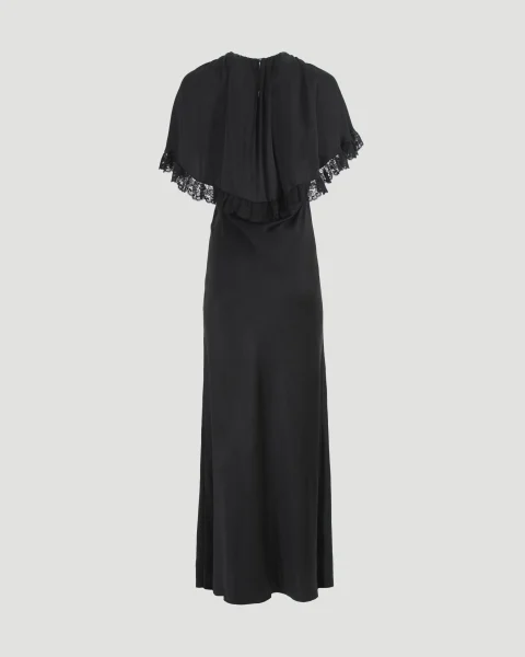 Maxi Cape Dress in Silk and Lace — снимка 3