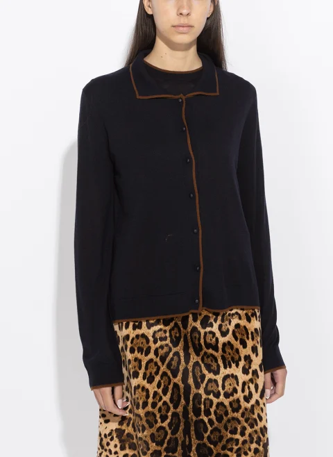Жилетка с контрастни кантове 'Shirt-style' Max Mara Studio Msttarga — снимка 4
