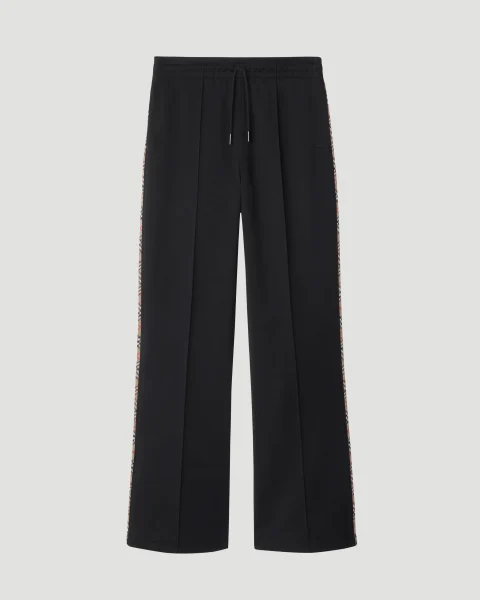 Check Trim Cotton Blend Track Pants