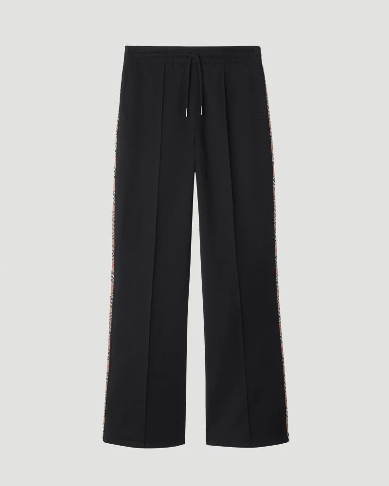 Check Trim Cotton Blend Track Pants