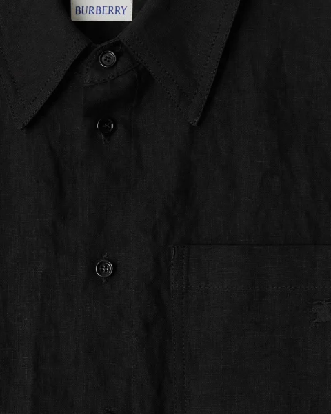 Linen Shirt in Black — снимка 3