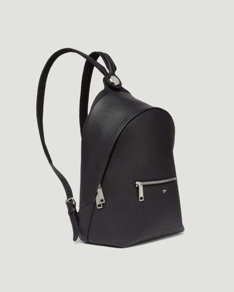 Chiodo Medium Backpack in Black Grained Leather — снимка 2