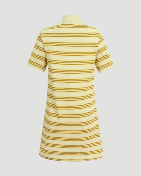Striped Cotton Polo Shirt Dress in Alabaster — снимка 3