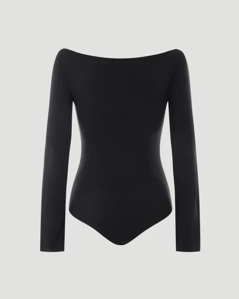 Drop Zipped Crepe Jersey Bodysuit — снимка 2