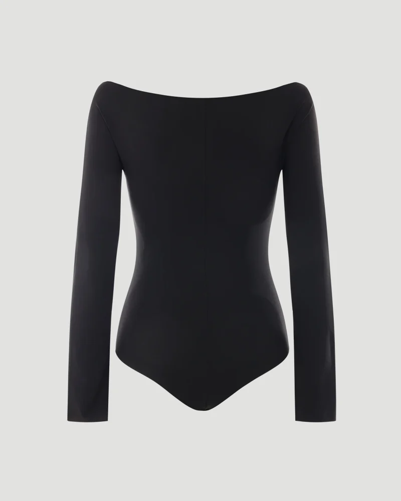 Drop Zipped Crepe Jersey Bodysuit — снимка 2