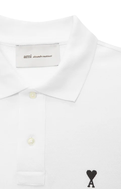 White Cotton Short Sleeves Ami de Coeur Polo Shirt — снимка 2