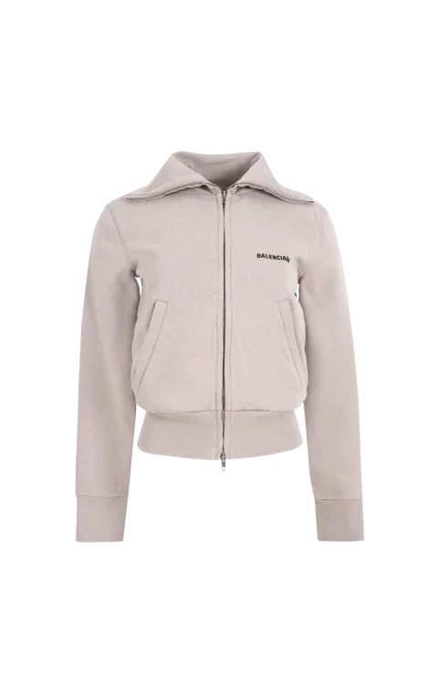 Logo Zip-Up Jacket in Beige