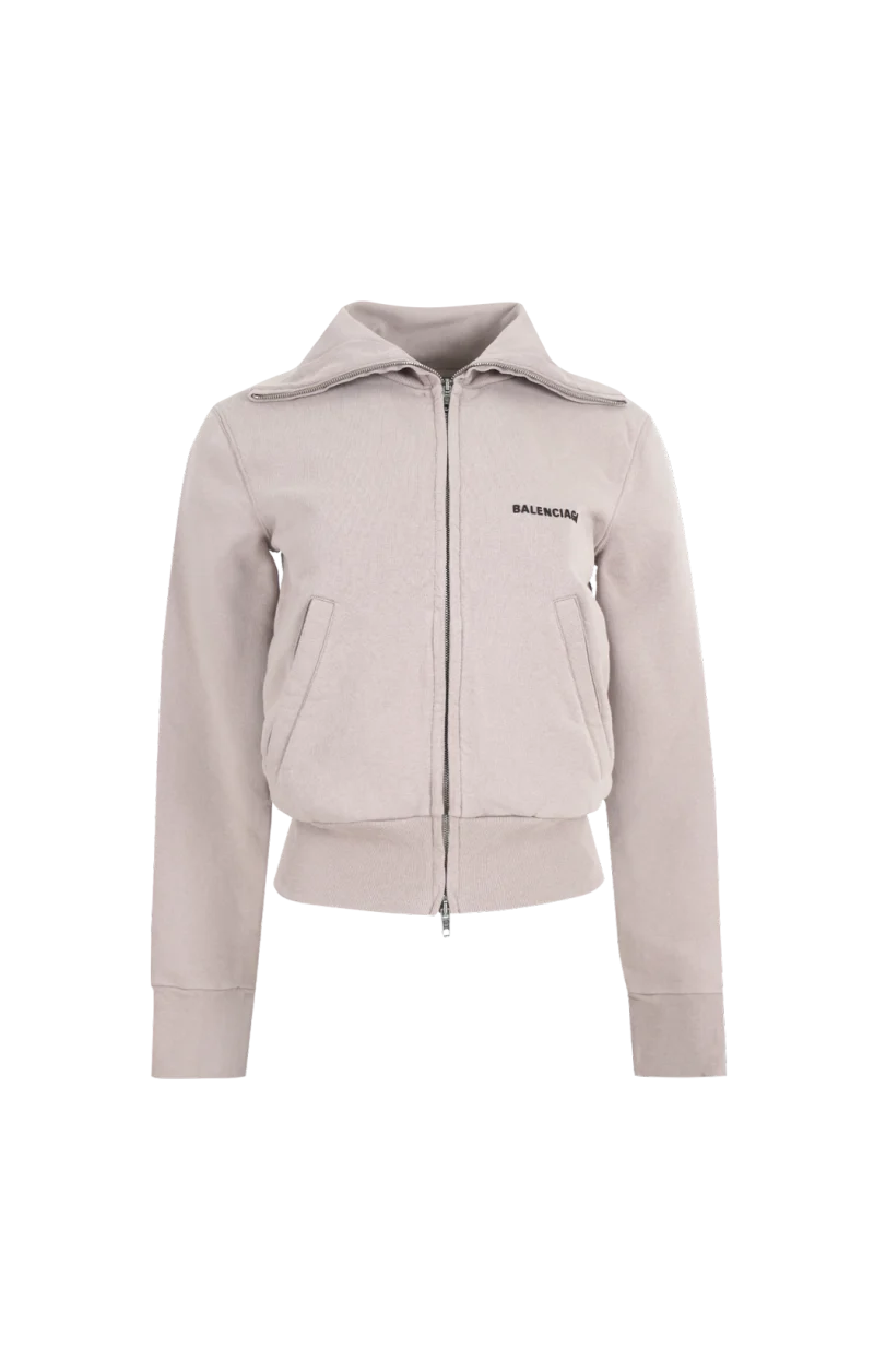 Logo Zip-Up Jacket in Beige
