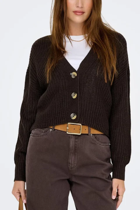 Жилетка Onlcarol Nice L/S 15211521 19-1109 TCX chocolate torte — снимка 2