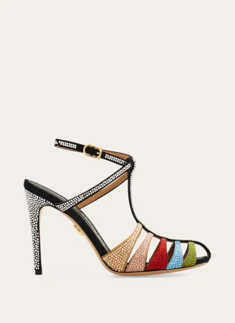 Сандали на ток с декоративни кристали Ferragamo