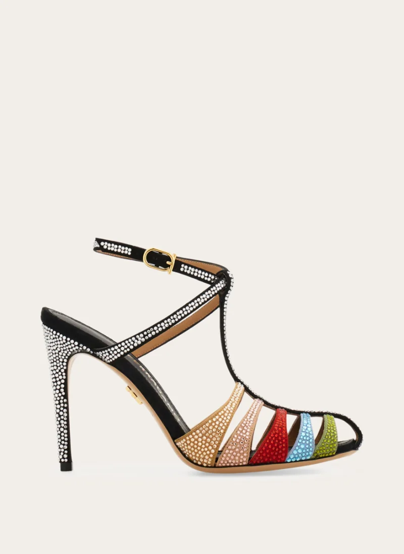 Сандали на ток с декоративни кристали Ferragamo