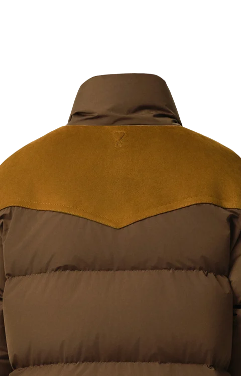 Nylon and Cotton Down jacket in Chocolate Brown — снимка 2