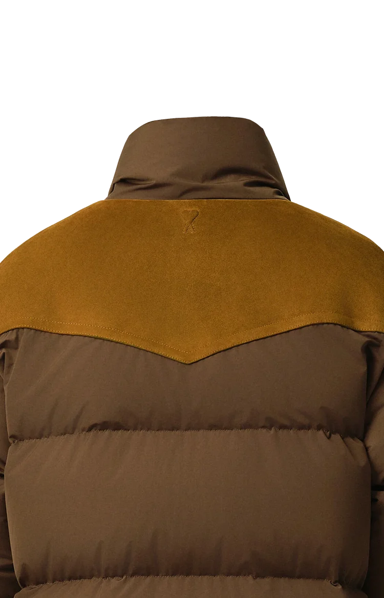 Nylon and Cotton Down jacket in Chocolate Brown — снимка 2