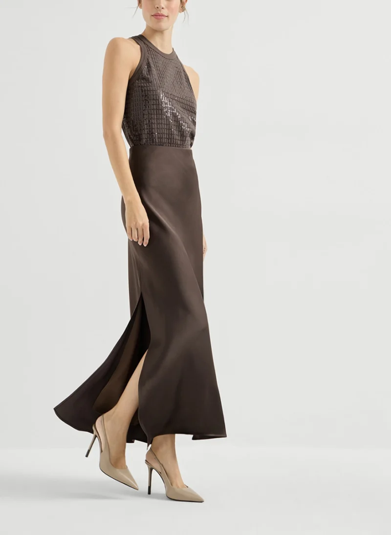 Дълга сатенирана пола Brunello Cucinelli — снимка 2