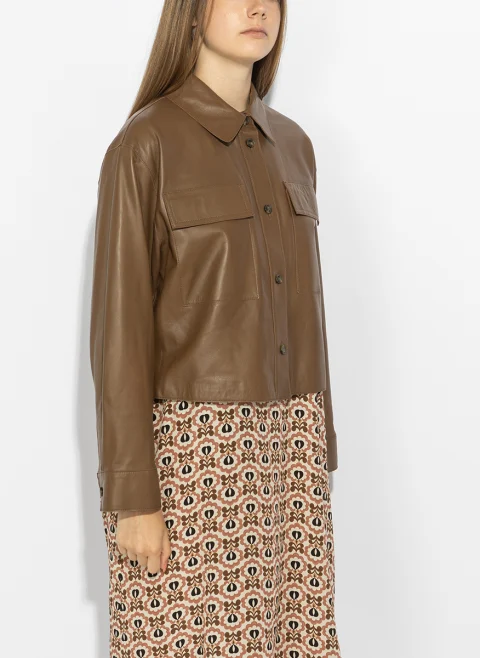 Кожено яке 'Shirt style' Weekend Max Mara Wkdpiovra — снимка 3