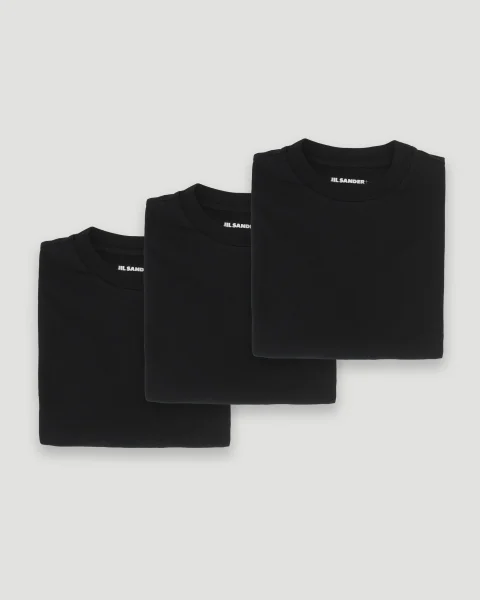 3-Pack Short-Sleeved T-Shirt Set in Black — снимка 2