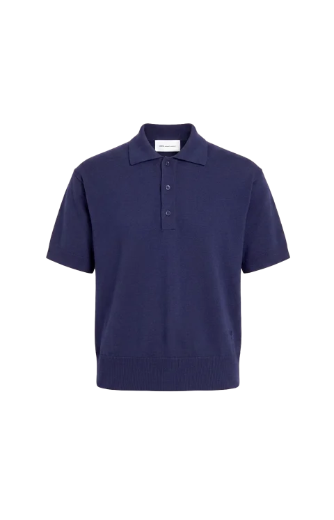 Blue Thin Wool Short Sleeves Ami de Coeur Polo