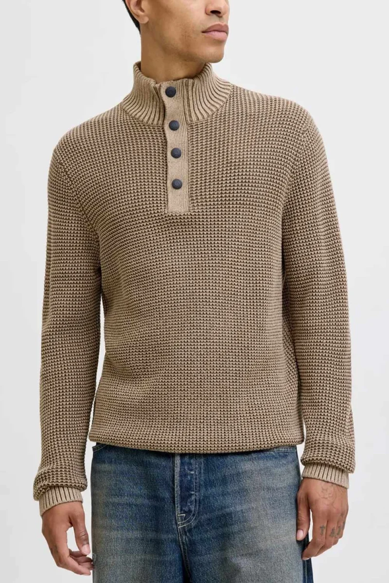 Плетено Jjethan Knit High Neck 12278965 16-1104 TCX crockery — снимка 2
