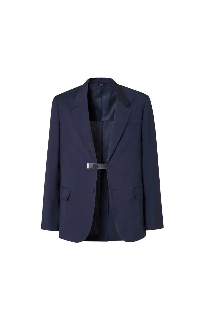 Dark Blue Wool Canvas Blazer