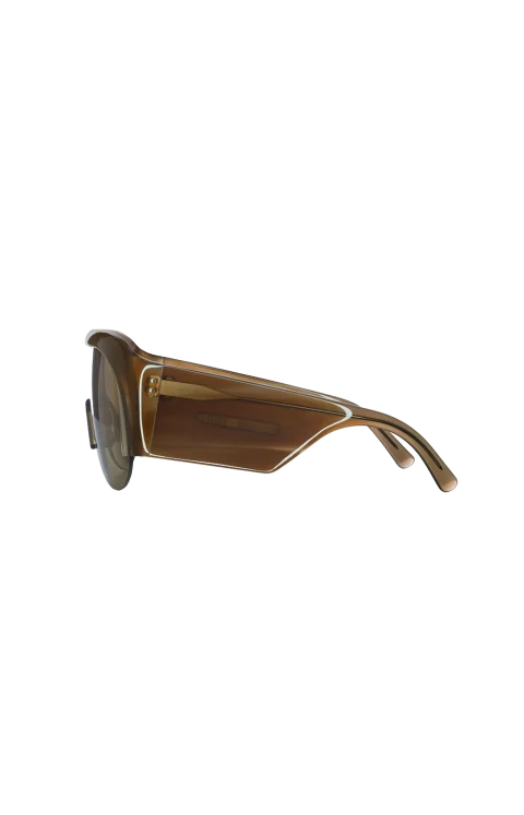 Half Bombé Sunglasses in Dark Khaki Tortoiseshell — снимка 2