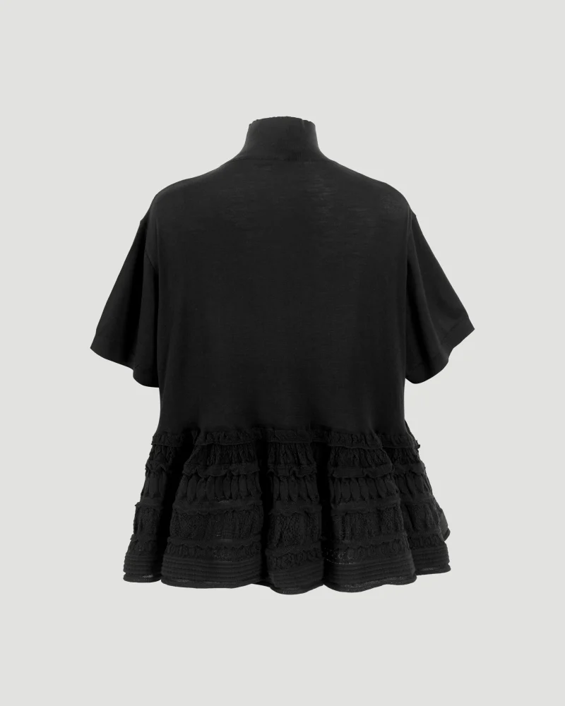 Wool Crinoline Top in Black — снимка 3