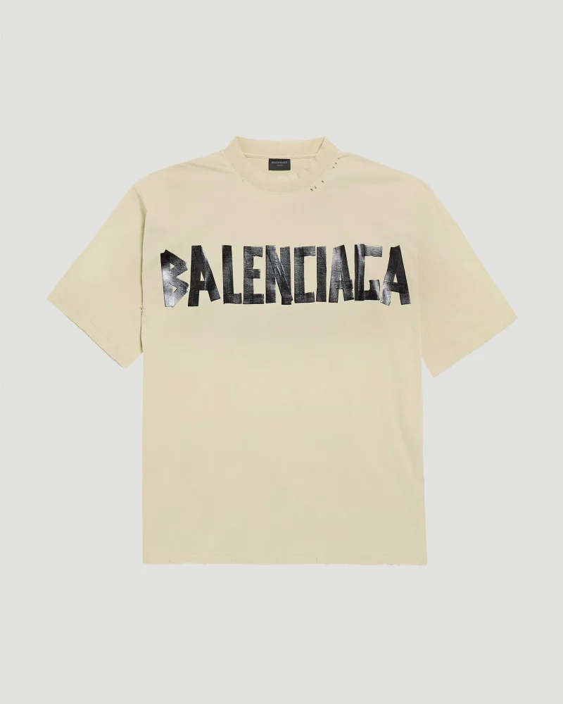 Tape Type T-Shirt Medium Fit in Beige