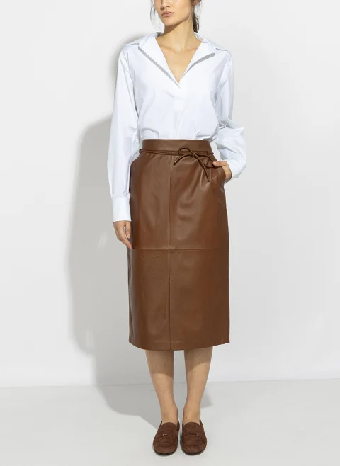 Пола от естествена кожа Max Mara Mxmfantino — снимка 5