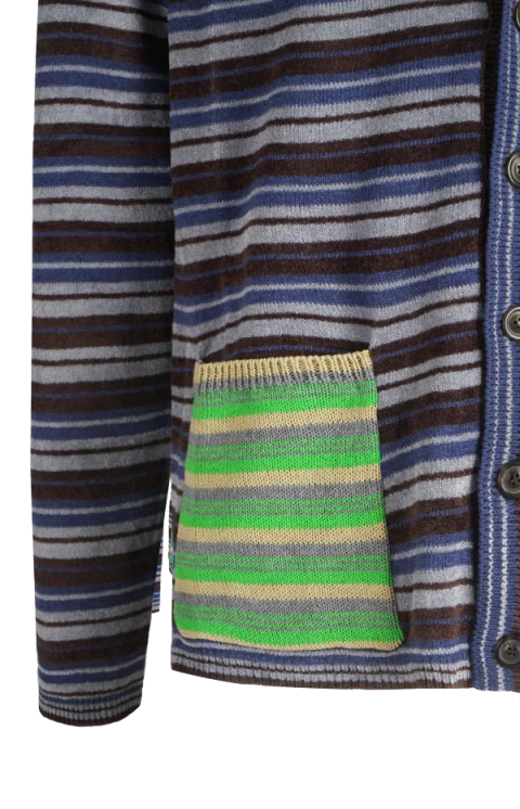 Striped Wool Cardigan in Mist — снимка 2