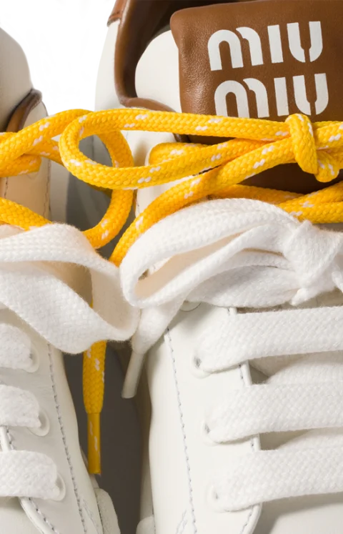 White/Cognac Leather Sneakers — снимка 3