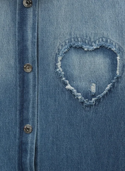 Риза от деним с 'heart' мотив Moschino Kids — снимка 3