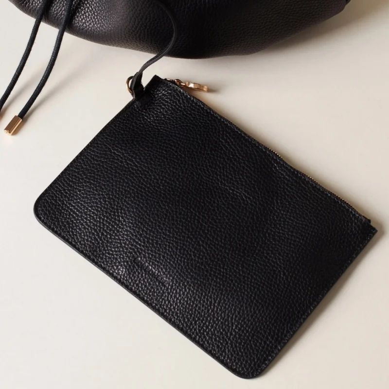 Дамска черна чанта Collier Hobo Bag BORBONESE — снимка 7