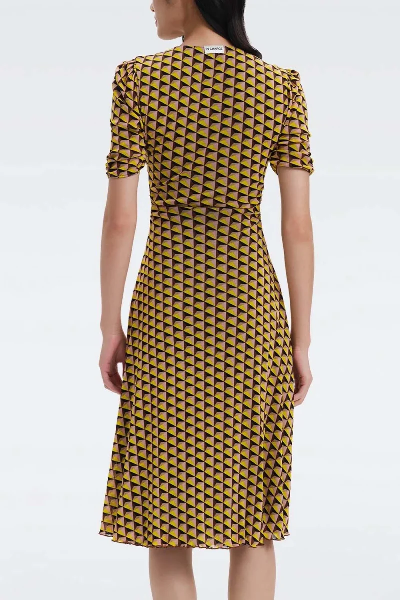 Рокля Dvf Koren Reversible Dress DVFDS1R010ABGYY astran med bk/feb geo yoke ye — снимка 2