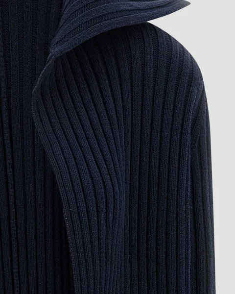 Ribbed Cardigan in Navy — снимка 3