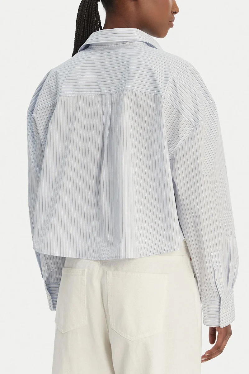 Риза Yarndye Poplin Cropped LV047F105G C1O breezy blue three color refine — снимка 2