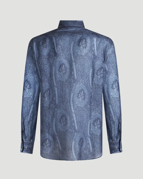 Blue Shirt with Paisley Pattern — снимка 2