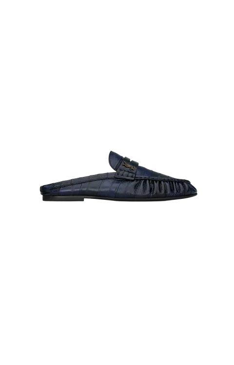 Le Loafer Mules in Navy Eel