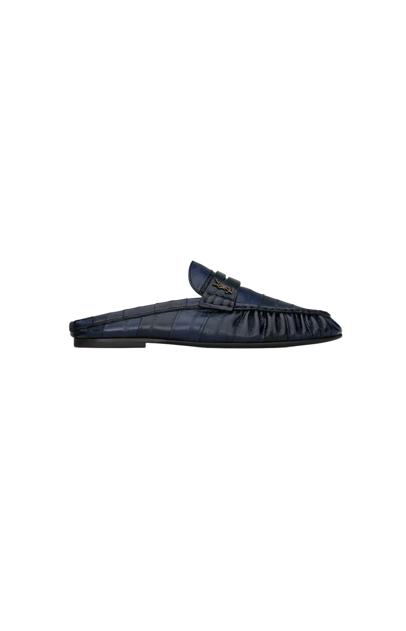 Le Loafer Mules in Navy Eel