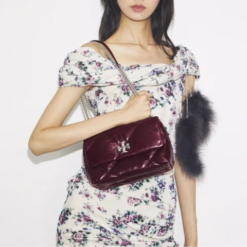 Дамска чанта бордо Kira Diamond TORY BURCH — снимка 6