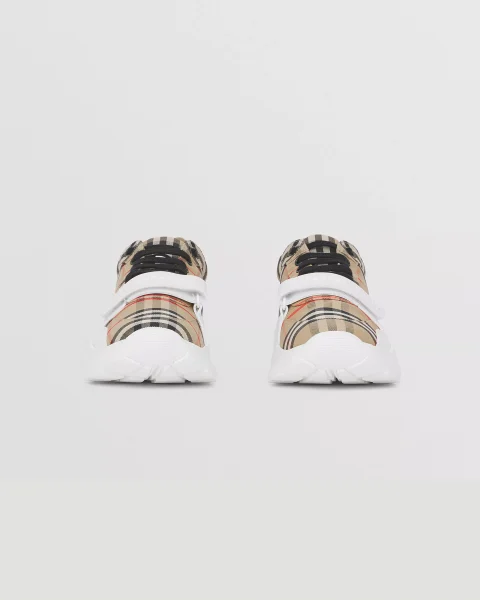 Vintage Check-Pattern Touch-Strap Sneakers — снимка 4