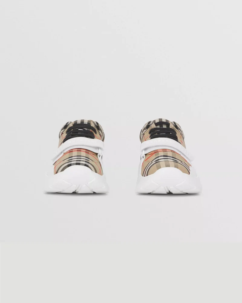 Vintage Check-Pattern Touch-Strap Sneakers — снимка 4